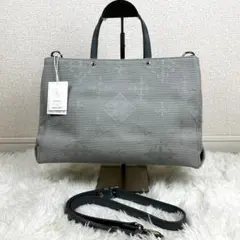 【美品】ラシット トートバッグ 2way 刺し子ジャガード生地 グレイ