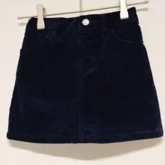 ユニクロ コーデュロイ ミニスカート 無地 S 紺 綿 コットン カジュアル 秋