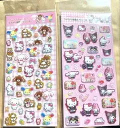 ラメ入り樹脂もりシール　サンリオ 平成デザイン 平成コギャル 2枚セット