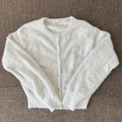 美品♡GU ふわふわ　ラメ入りカーディガン　白