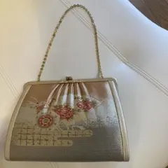 和装用バッグ 花柄刺繍 ゴールド