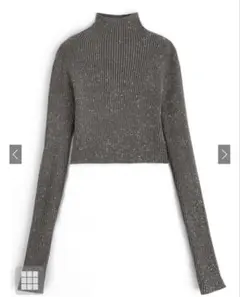 GRL サムホール付きショート丈ラメニット [cu475] チャコール