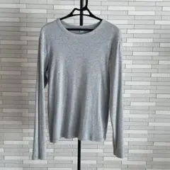 ユニクロ　ソフトリブクルーネックT ライトグレー　L 長袖