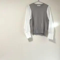 オペークドットクリップ ドッキングトップス ニット ブラウス きれいめ