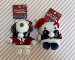 USJ クリスマス　キティ　スヌーピー　プラッシュキーチェーン　2個セット