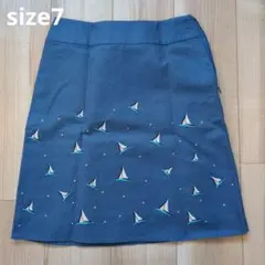 セーリングボート刺繍ブルースカート サイズ7のサムネイル