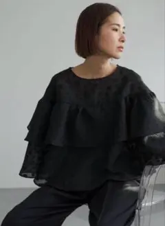 UNITED ARROWS フラワージャガード シアー ブルゾン ブラウス 花柄