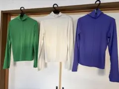 GU ジーユー ソフトリブ タートルネック 長袖カットソー Sサイズ　3点セット