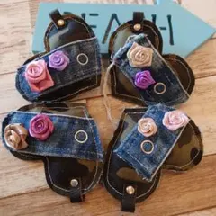 いちごパフェ☆様専用642☆ぷっくりハートキーホルダー４個セット 薔薇　迷彩