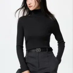 ユニクロ メリノリブタートルネックセーター