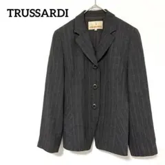 トラサルディ テーラードジャケット グレー ストライプ フレア ビジネス【42】