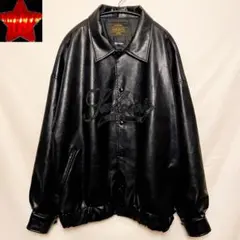 Subciety フェイクレザージャケット スタジャン ブルゾン 刺繍 黒 L