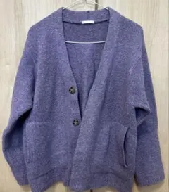ブラッシュドヤーンカーディガン　パープル