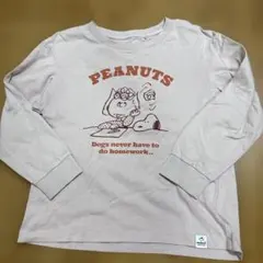 ユニクロ　PEANUTS スヌーピー 長袖カットソー ロンT ピンク