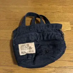 ハンドメイド　巾着型丸トートバッグ
