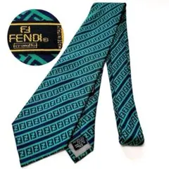 Fendi フェンディ ネクタイ FF総柄 シルク 緑のサムネイル