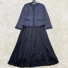 美品✨グリーンレーベルリラクシング セレモニー ツイード ノーカラージャケット