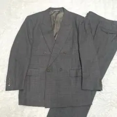 カジュアルスーツ セットアップ L相当 グラフチェック レトロ感 チャコール系