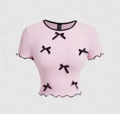 SHEIN ピンク リボン 半袖トップス S