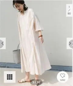 コットンボイルギャザーワンピース　オフ DOORS