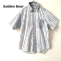 Golden Bear 半袖シャツ 白と青 ストライプ 軽量 胸元ポケット Mのサムネイル