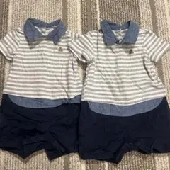 baby GAP ストライプロンパース 2枚セット　双子　6-12M
