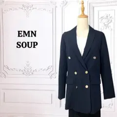 『EMN スープ』テラード ジャケット【M】ネイビー ストレッチ ダブル 長袖のサムネイル