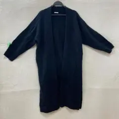 GU ロングカーディガン ブラック 無地 ノーボタン スリット入り Mサイズ