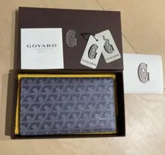 ゴヤール GOYARD 長財布 折り財布 サンロック グレー ヘリンボーン柄