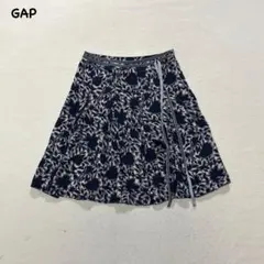 t2943 【ギャップ】　フレアスカート　ひざ丈　総柄　ネイビー　サイズ1のサムネイル
