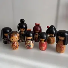 伝統的な木製こけし人形8体セット☆女の子こけし
