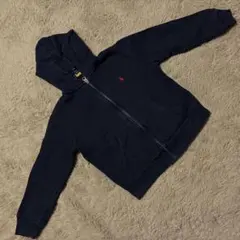 ネイビーフード付きパーカー ポロロゴ刺繍