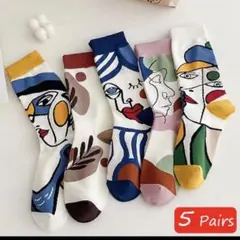 レディース靴下　ソックス　芸術　美術館　アートソックス　アート靴下5足セット新品