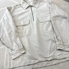 GU　デニム ハーフジップ プルオーバー シャツ 長袖　ナチュラル S