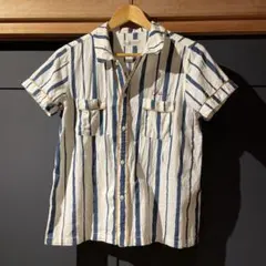 ストライプ柄 半袖シャツ 刺繍入りのサムネイル