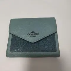 【状態ご確認お願いします】匿名配送✾COACH 三つ折り財布 青 レザー