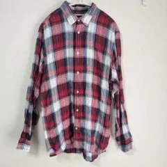 美品✨️トミーヒルフィガー リネン100%シャツ（M）長袖チェックシャツ 麻