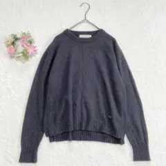 【クロコダイル】 ニット セーター （M） ウール アンゴラ ラクーン ロゴ刺繍