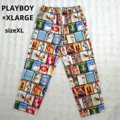 PLAYBOY×XLARGE　コットンパンツ　写真コラージュ総柄　XLサイズのサムネイル