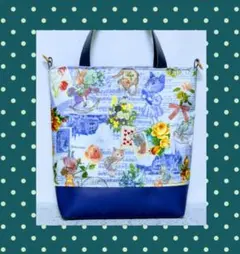 【特別価格】　✿ジョリーフルール✿　♡サテン生地＆合皮のトートバッグ♡
