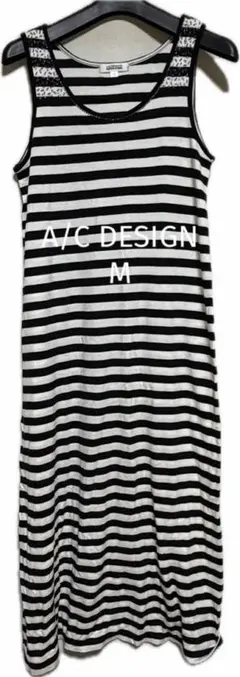 A/C DESIGN ボーダー ノースリーブワンピース Mのサムネイル