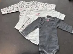 【プチバトー】6M 67cm 長袖ボディスーツ3枚セット