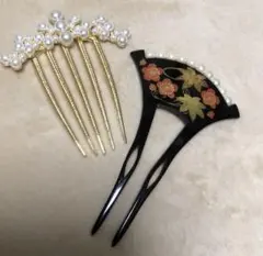 かんざし 髪飾り／和装小物◇パール2点セット