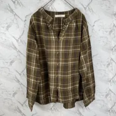 【HEART MARKET】シャツ　長袖　チェック　フリーサイズ　茶色　黄色