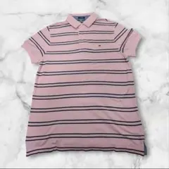 TOMMY HILFIGER ポロシャツ XS ピンク ボーダーYB668