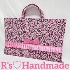 派手可愛♡ネオンピンク×豹柄　手提げ袋　お道具かばん♡