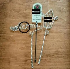 ワイヤークラフト　ガーデニング雑貨　ガーデンピック　welcomeが6本