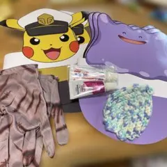 ポケモン サンバイザー 2種セット 6枚ハロウィン用手袋毛糸タワシ歯磨き粉2点