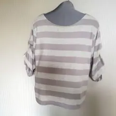 ストライプ バルーンスリーブ チュニック 半袖