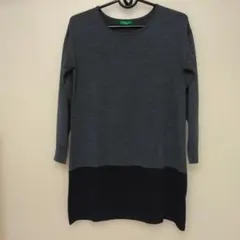 長袖ニット グレーと黒のバイカラー